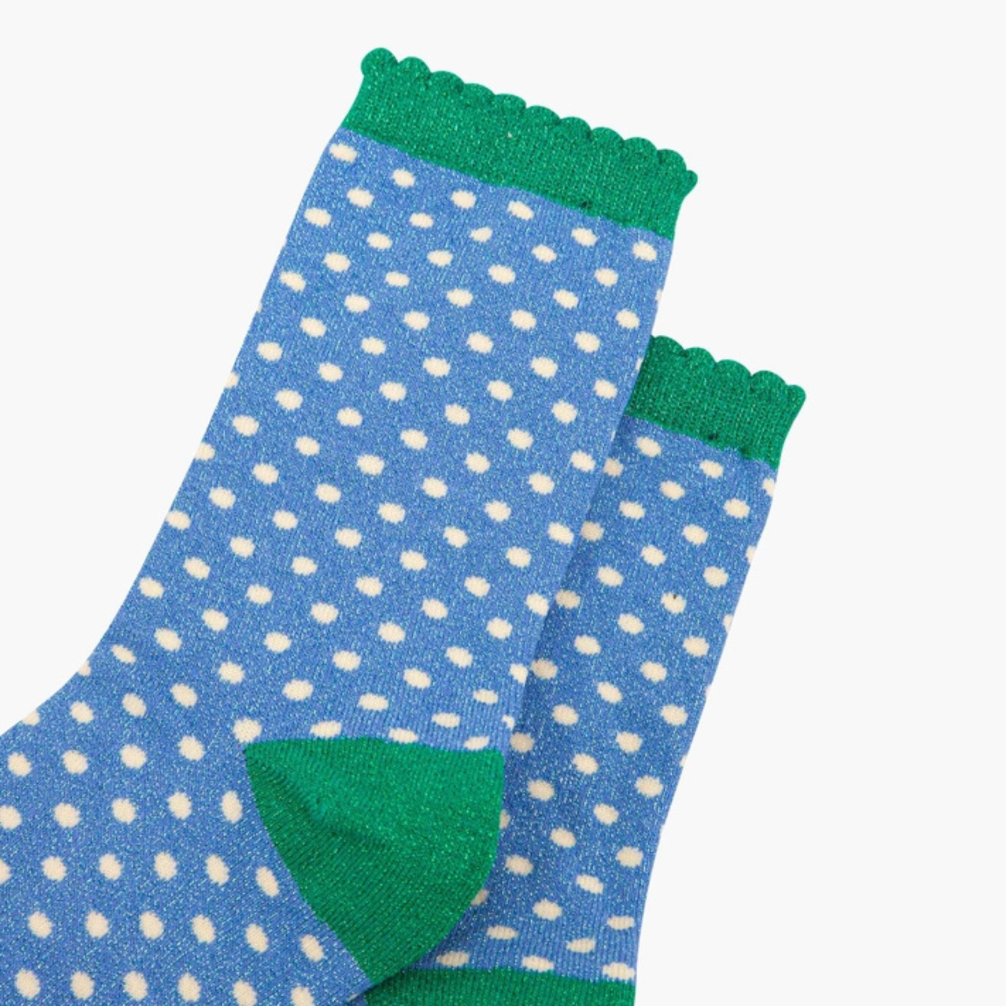 Glitter Socks - Blue and Green Polka Dots