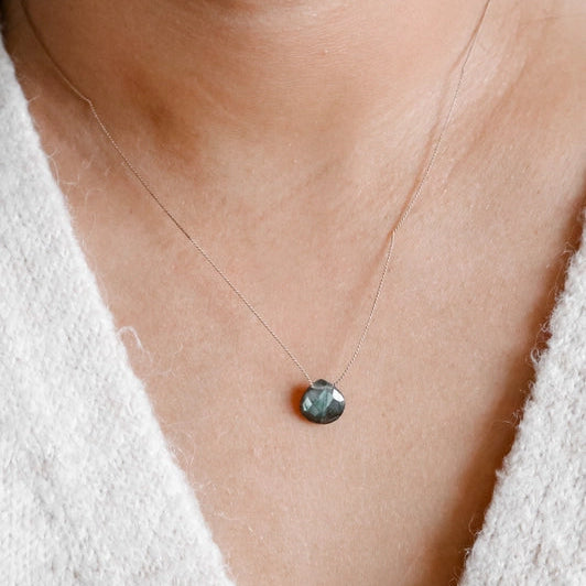Silk Cord Gemstone Necklace - Labradorite