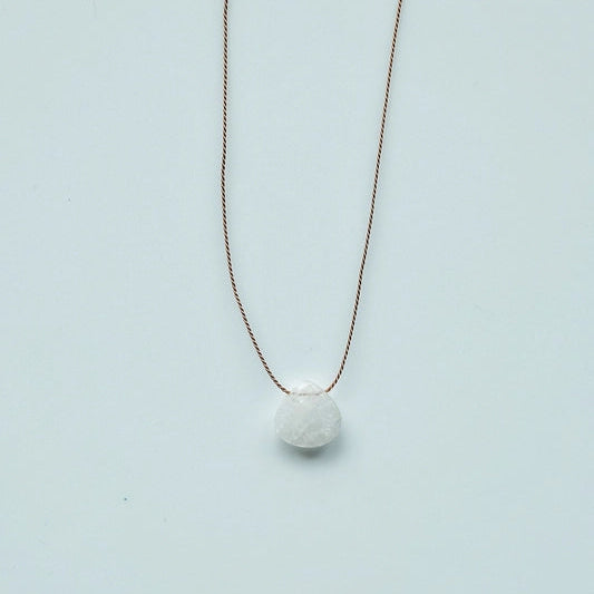 Silk Cord Birthstone Necklace - June Moonstone