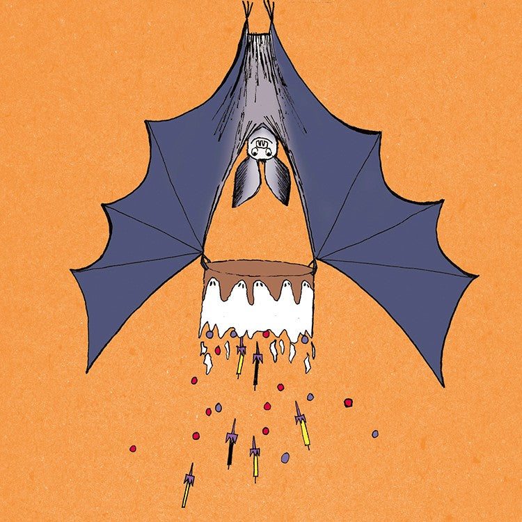Paper Bird Greetings Card - Bat's Upside-down Cake