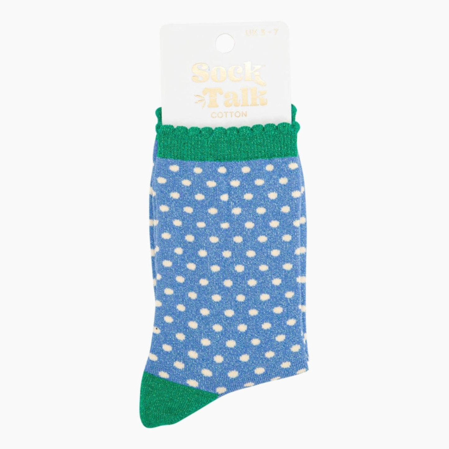 Glitter Socks - Blue and Green Polka Dots