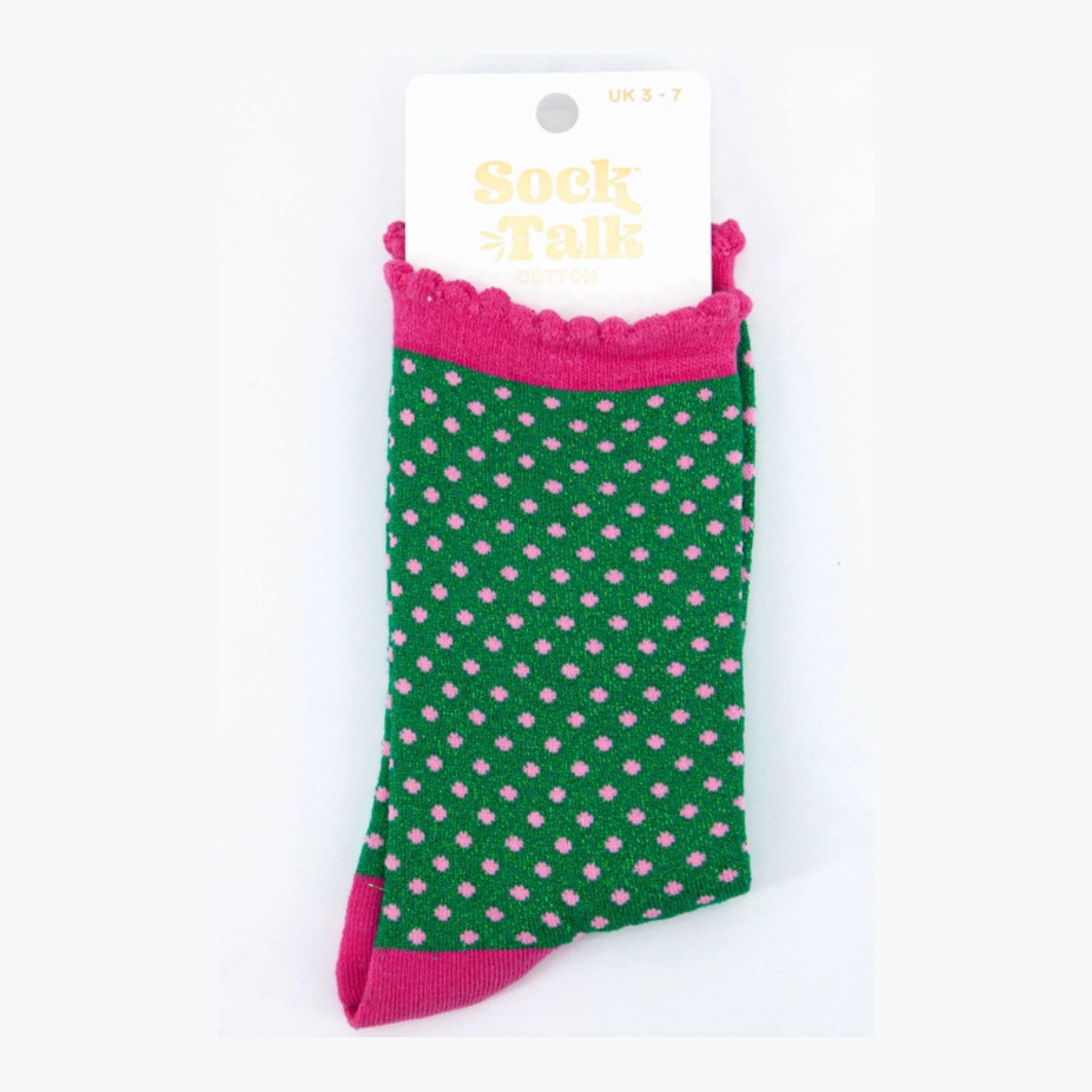 Glitter Socks - Green and Pink Polka Dots