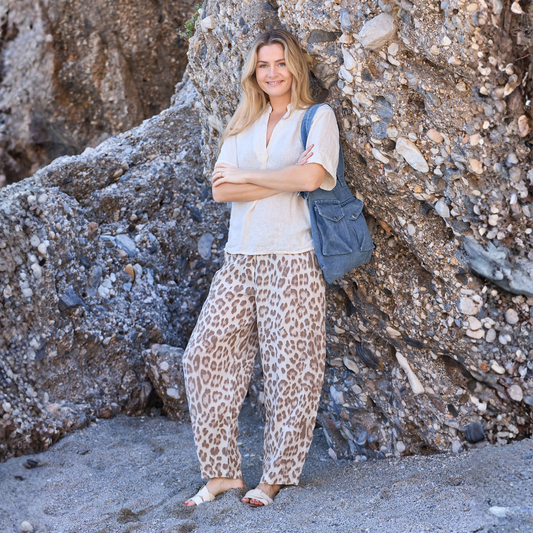 Melina Linen Trousers - Leopard
