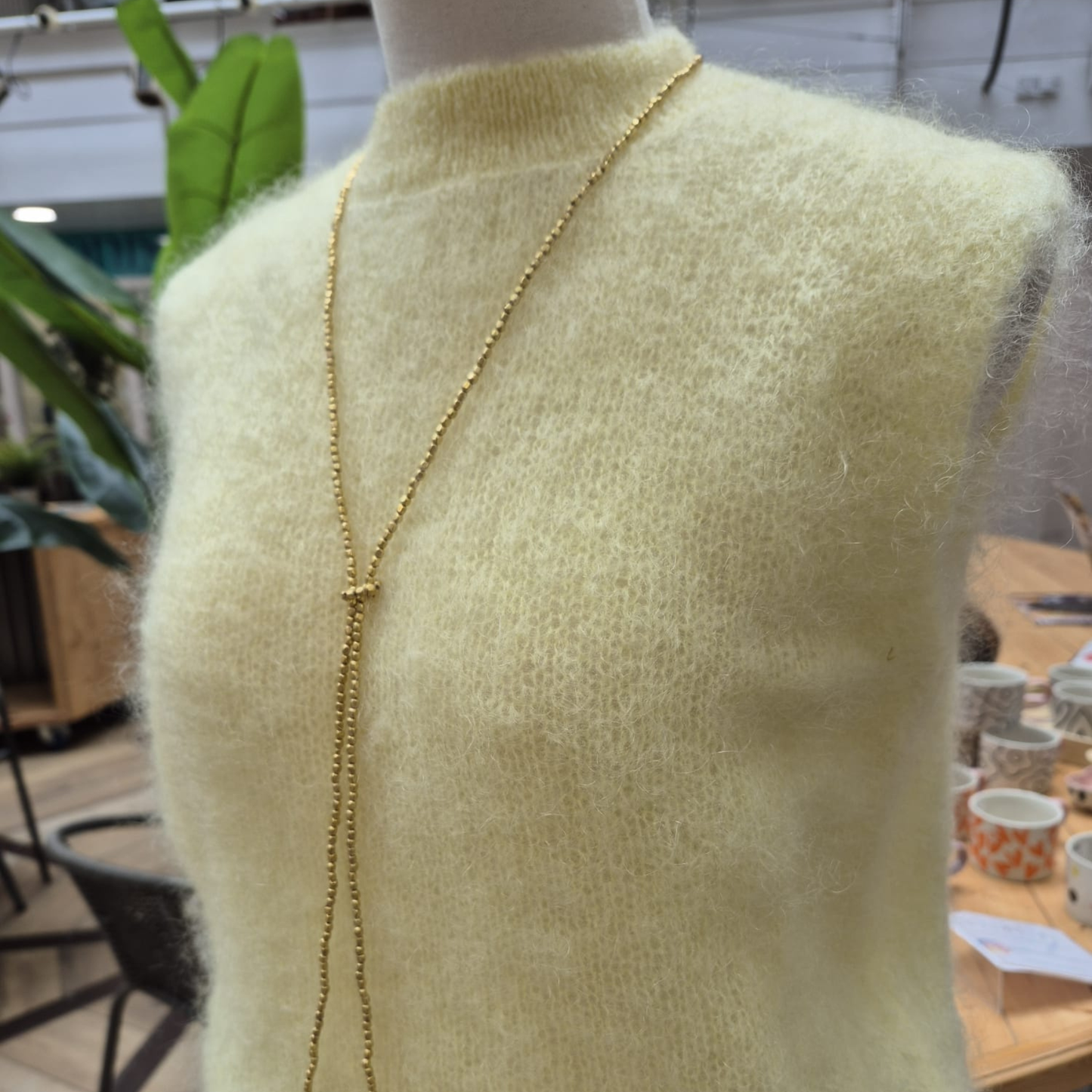 Astrid Mohair Cropped Vest - Lemon Yellow