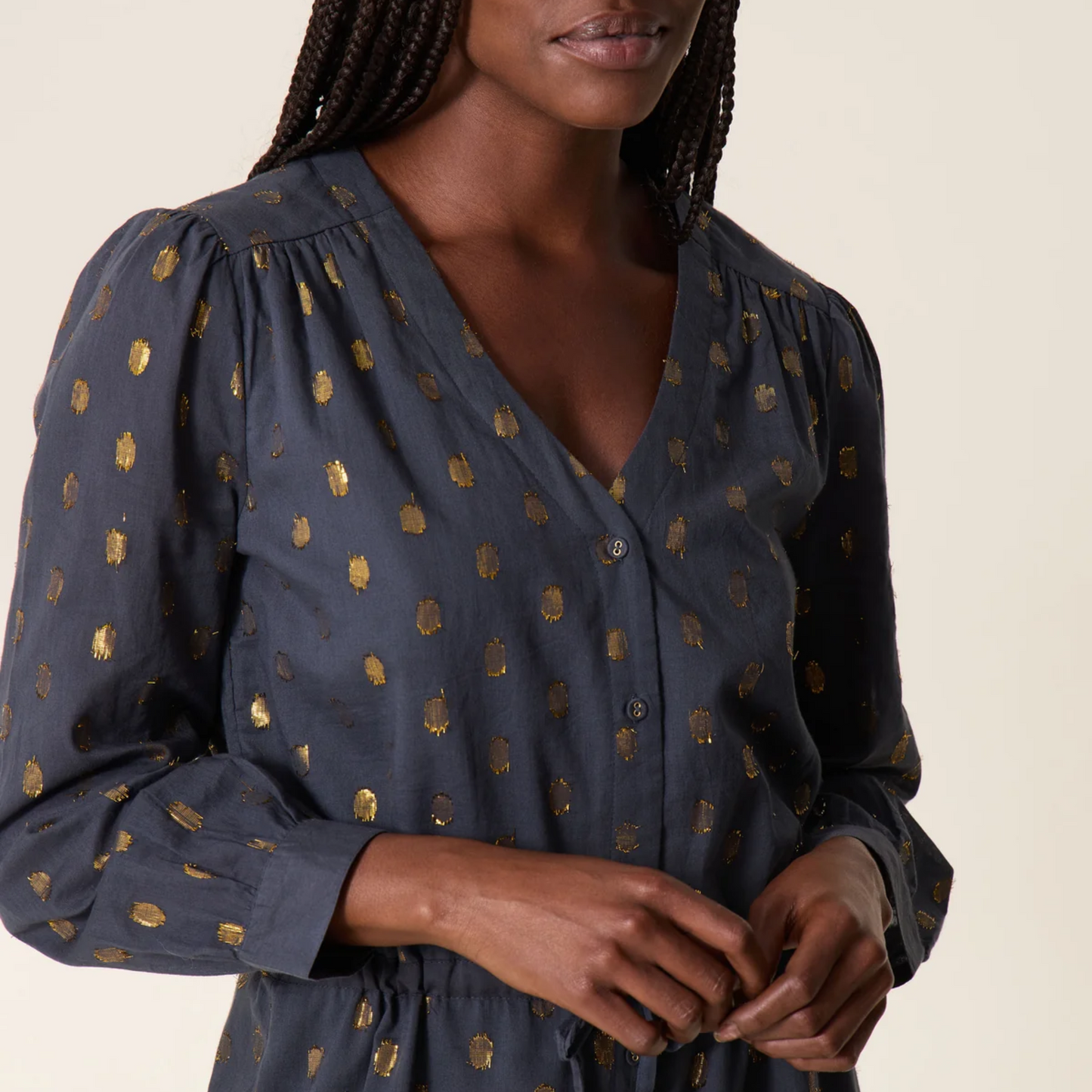 Remedy Dress - Metallic Gold Dots