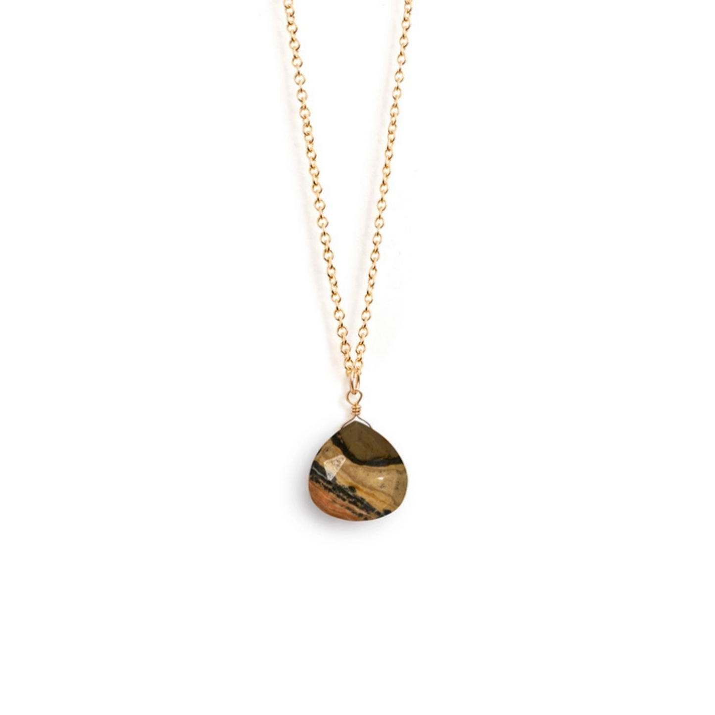 Fine Gold Chain Necklace - Leopard Jasper