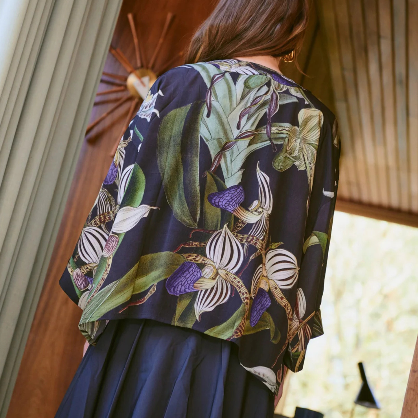 Crepe Kimono - Orchid Black