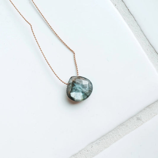 Silk Cord Gemstone Necklace - Labradorite