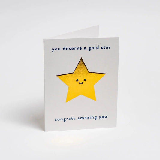 Mini Greetings Card - Gold Star