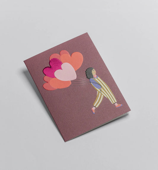 Mini Greetings Card - Love Heart Balloons