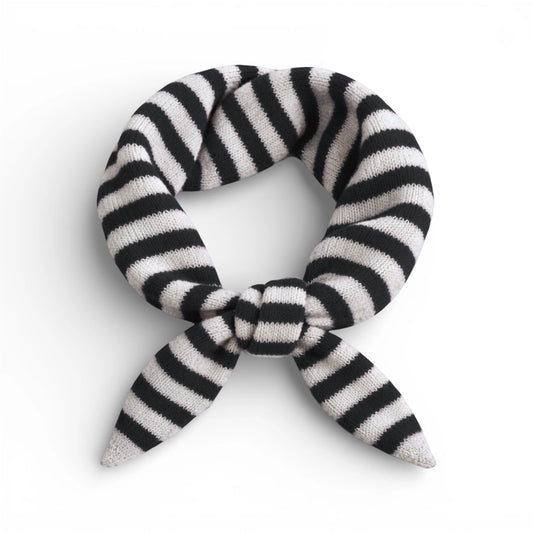 Wool Blend Triangle Neck Scarf - Black Stripe