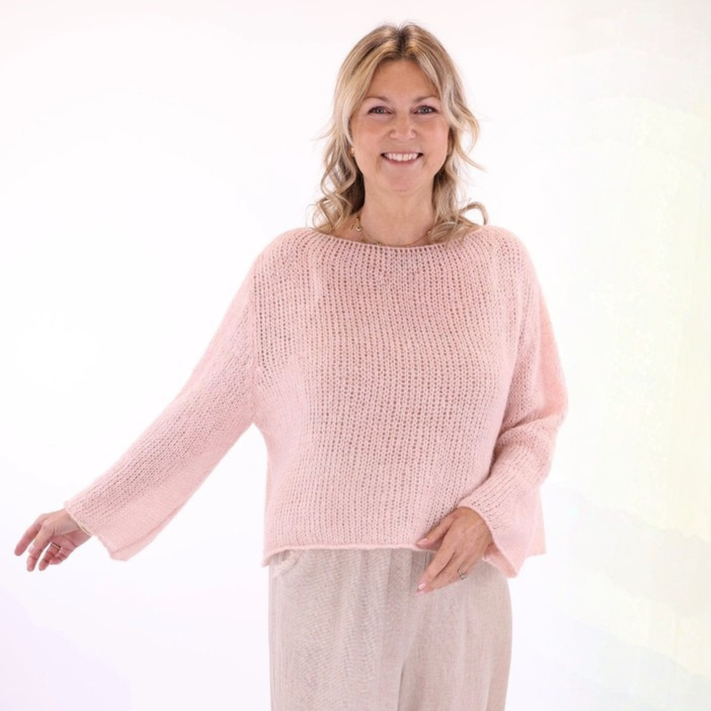 Alpaca Blend Fine Knit Jumper - Pink