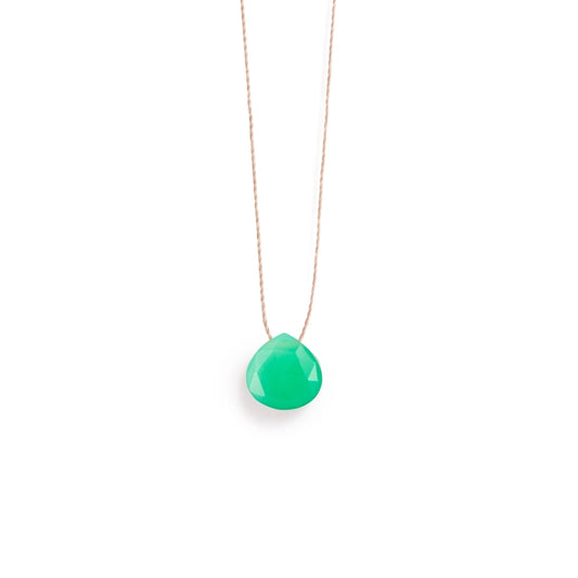 Fine Cord Necklace - Apple Green Chalcedony