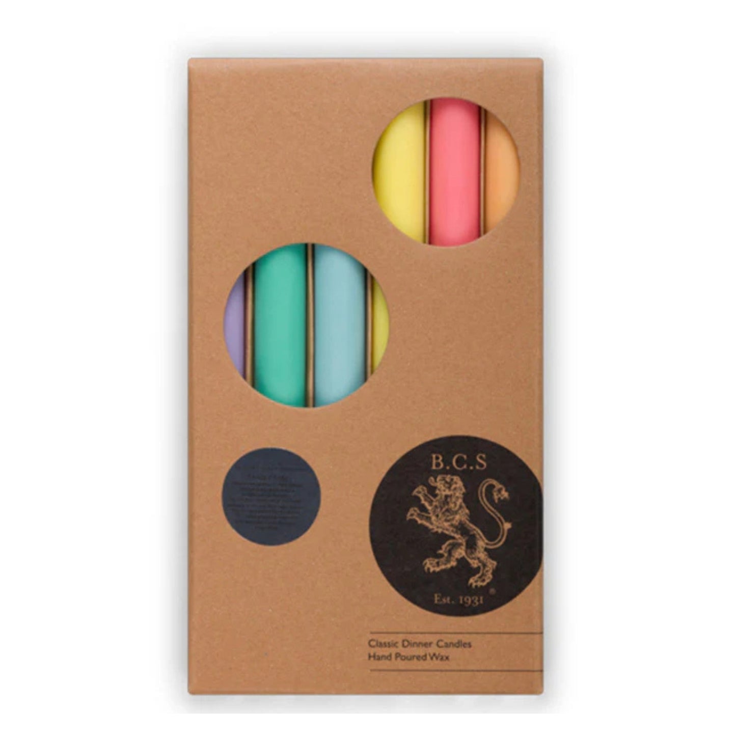British Colour Standard Dinner Candles - Pack of 6