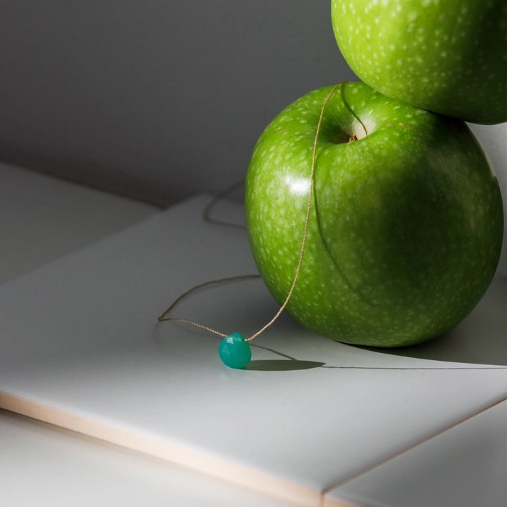 Wanderlust Life Fine Cord Necklace - Apple Green Chalcedony