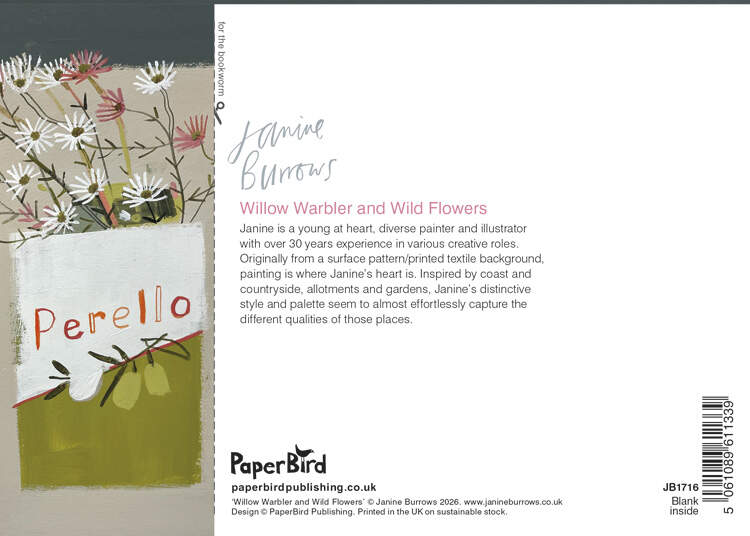 Greetings Card - Willow Warbler and Wild Flowers