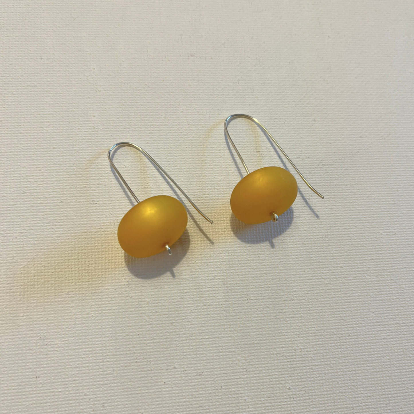 Eco Silver Resin Earrings - Yellow