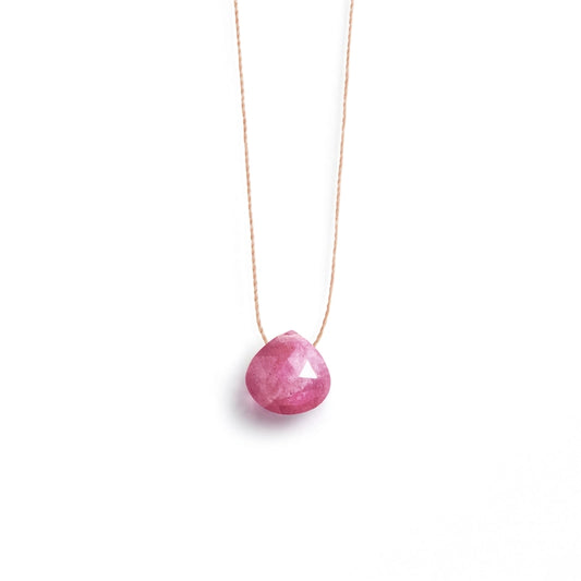 September Birthstone Fine Cord Necklace - Pink Sapphire