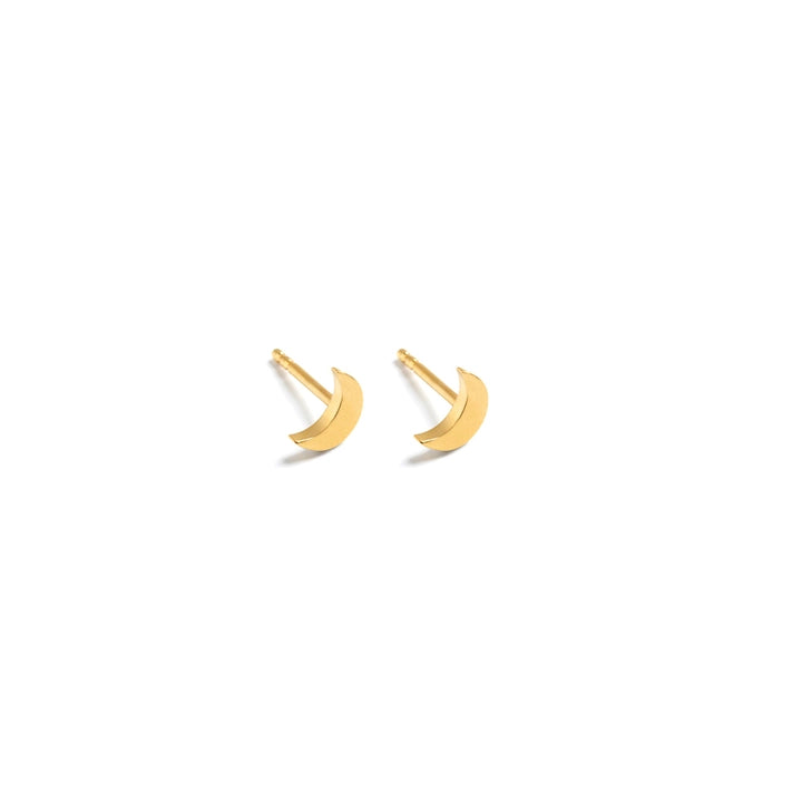 Luna Crescent Moon Gold Stud Earrings