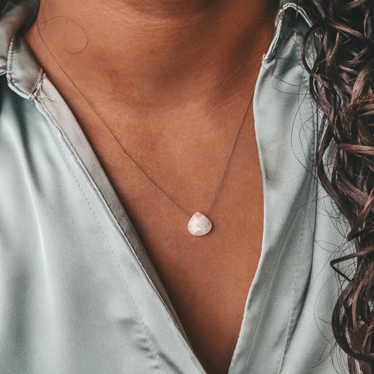 Silk Cord Birthstone Necklace - June Moonstone