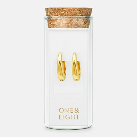 Gold Sculpt Hoop Earrings - Oval