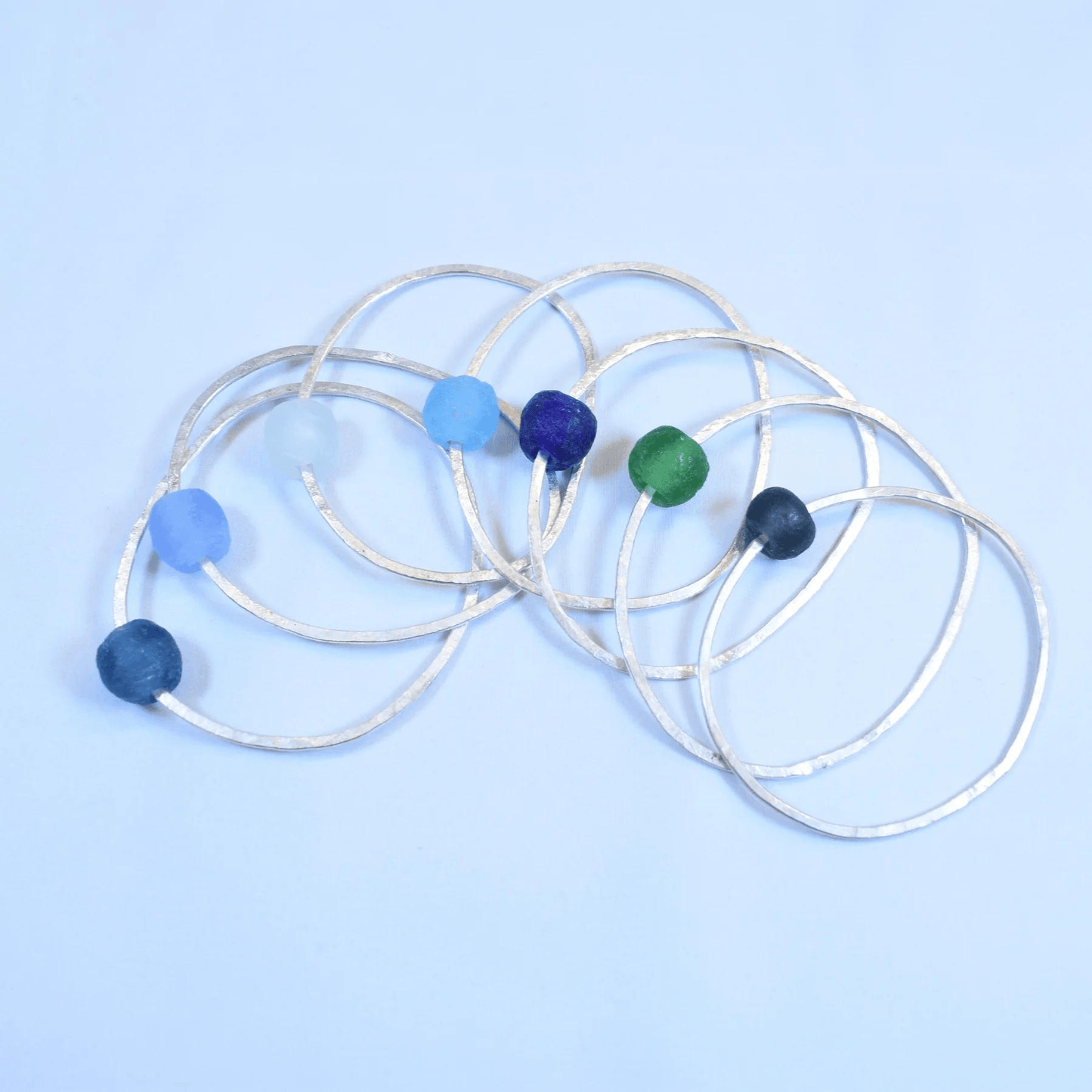 Sarah Drew Silver Bottle Bead Bangle - Natural