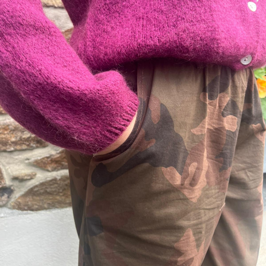 Abbie Barrel Trousers - Brown Camo