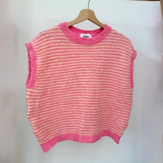 Alma Striped Vest - Pink & Yellow