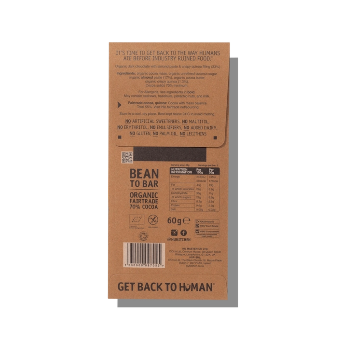 Almond Butter & Crispy Quinoa Dark Chocolate Bar