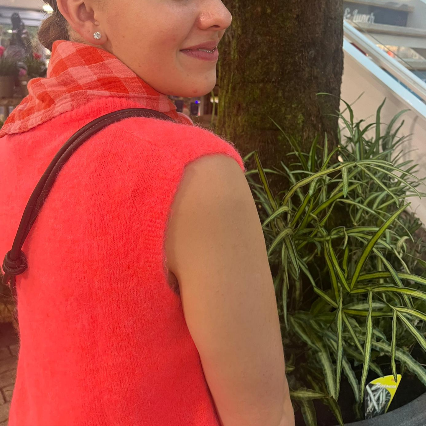 Alpaca Blend Sleeveless Knit Vest - Neon Coral