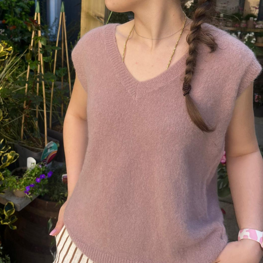 Alpaca Blend V-Neck Tank Top - Mink