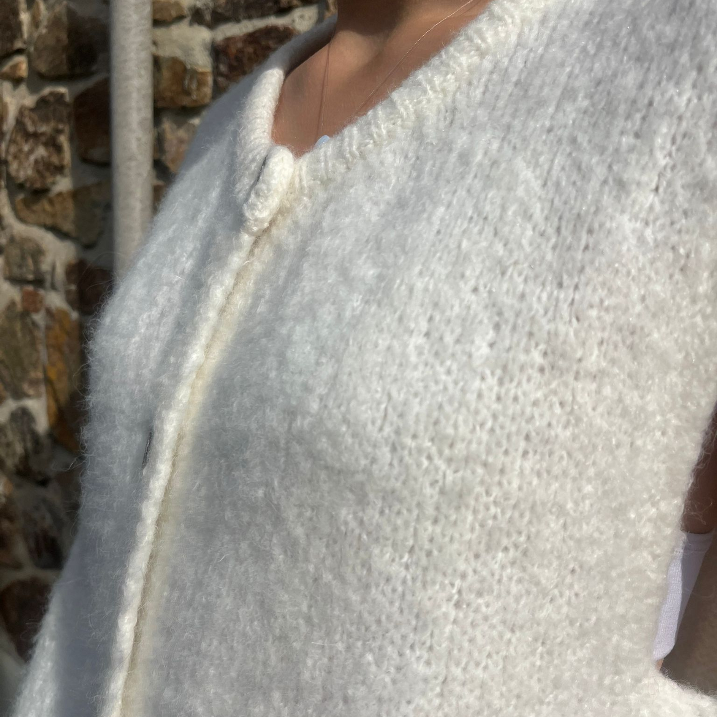 Alpaca Wool Button Vest - Ecru