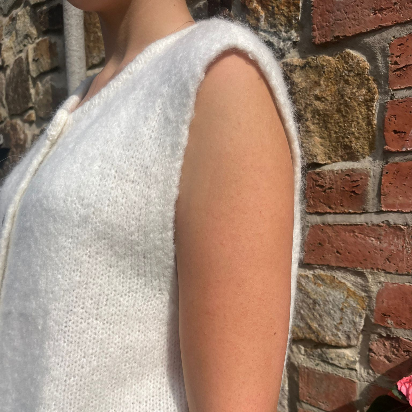 Alpaca Wool Button Vest - Ecru
