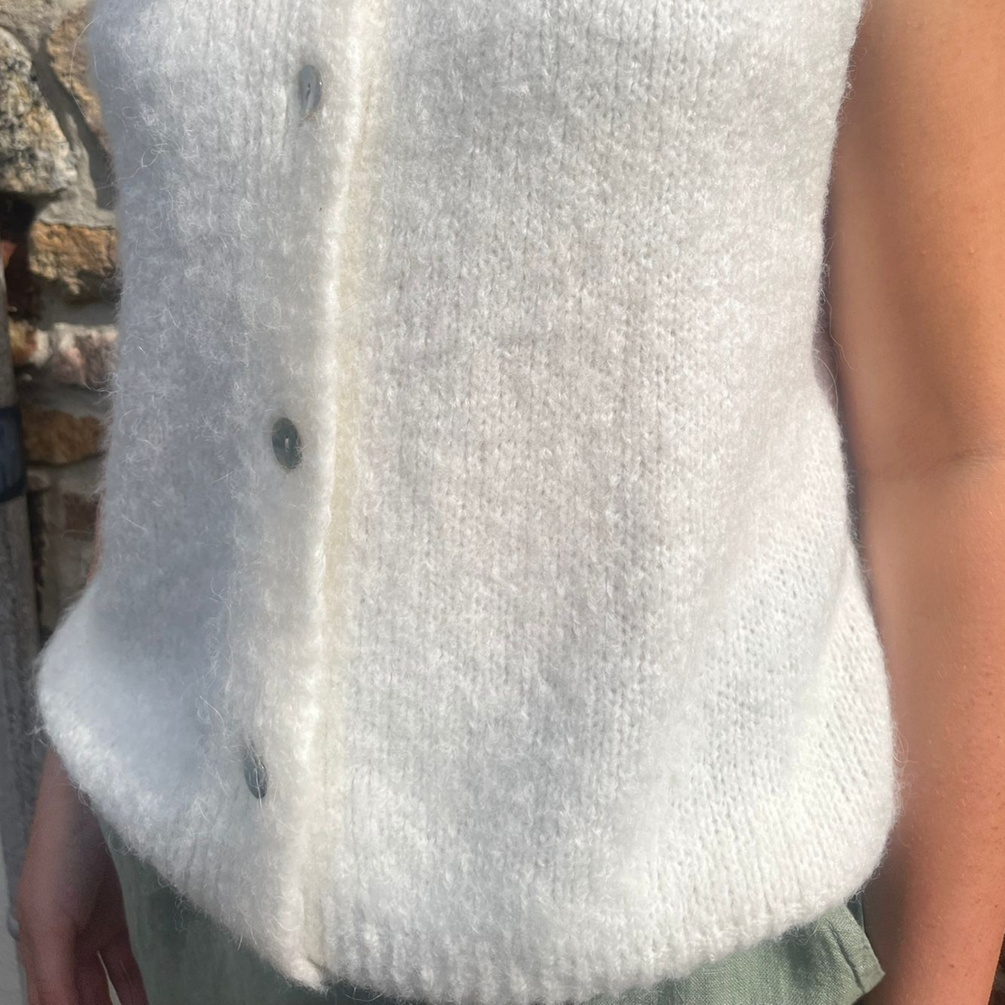 Alpaca Wool Button Vest - Ecru