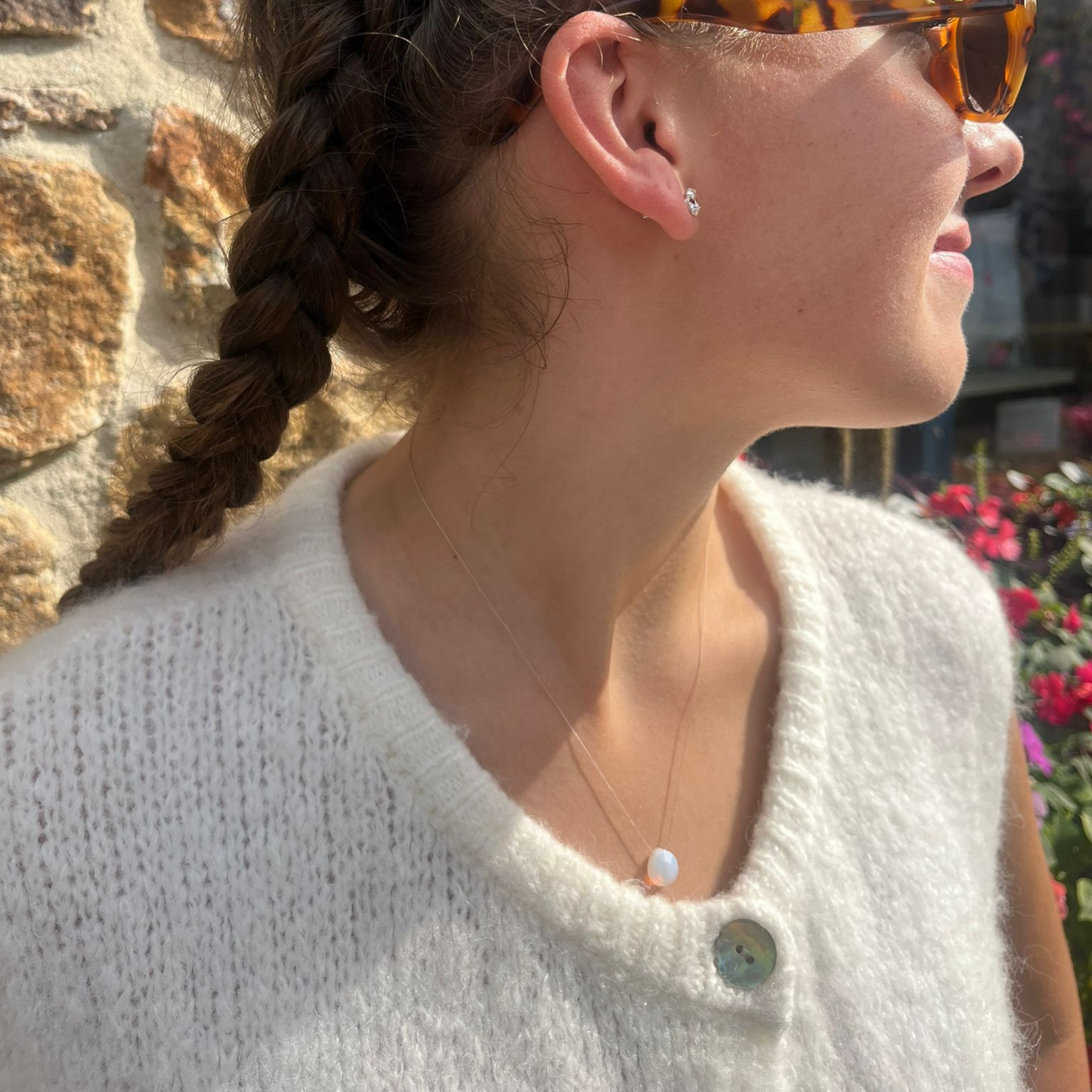 Alpaca Wool Button Vest - Ecru