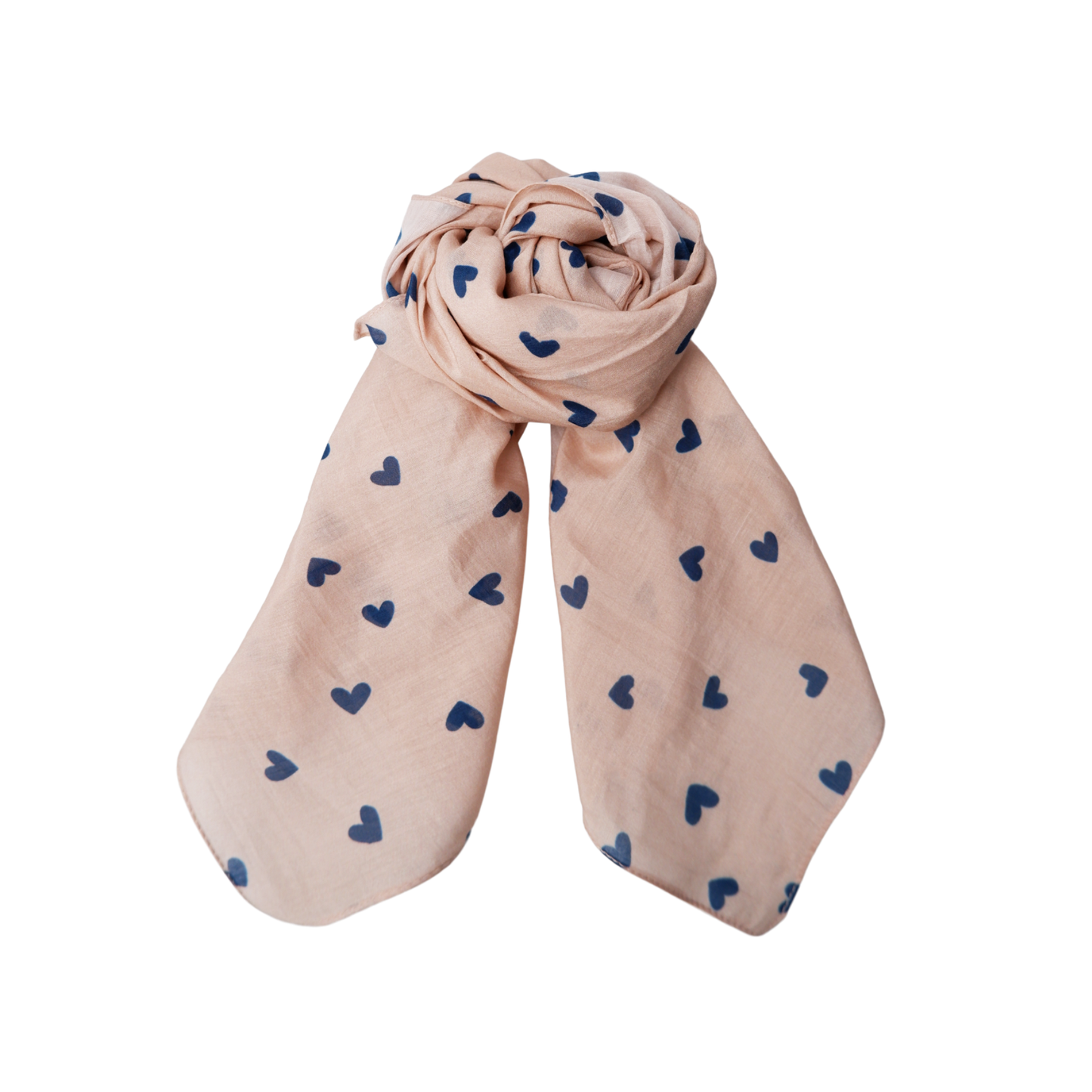 Silk and Cotton Scarf - Blue Hearts