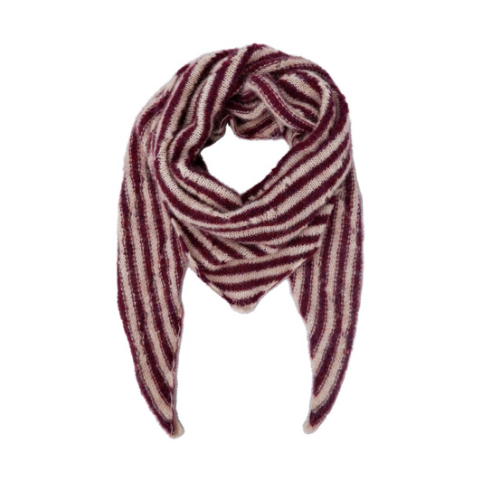 Alpaca Wool Picot Scarf - Plum Stripe