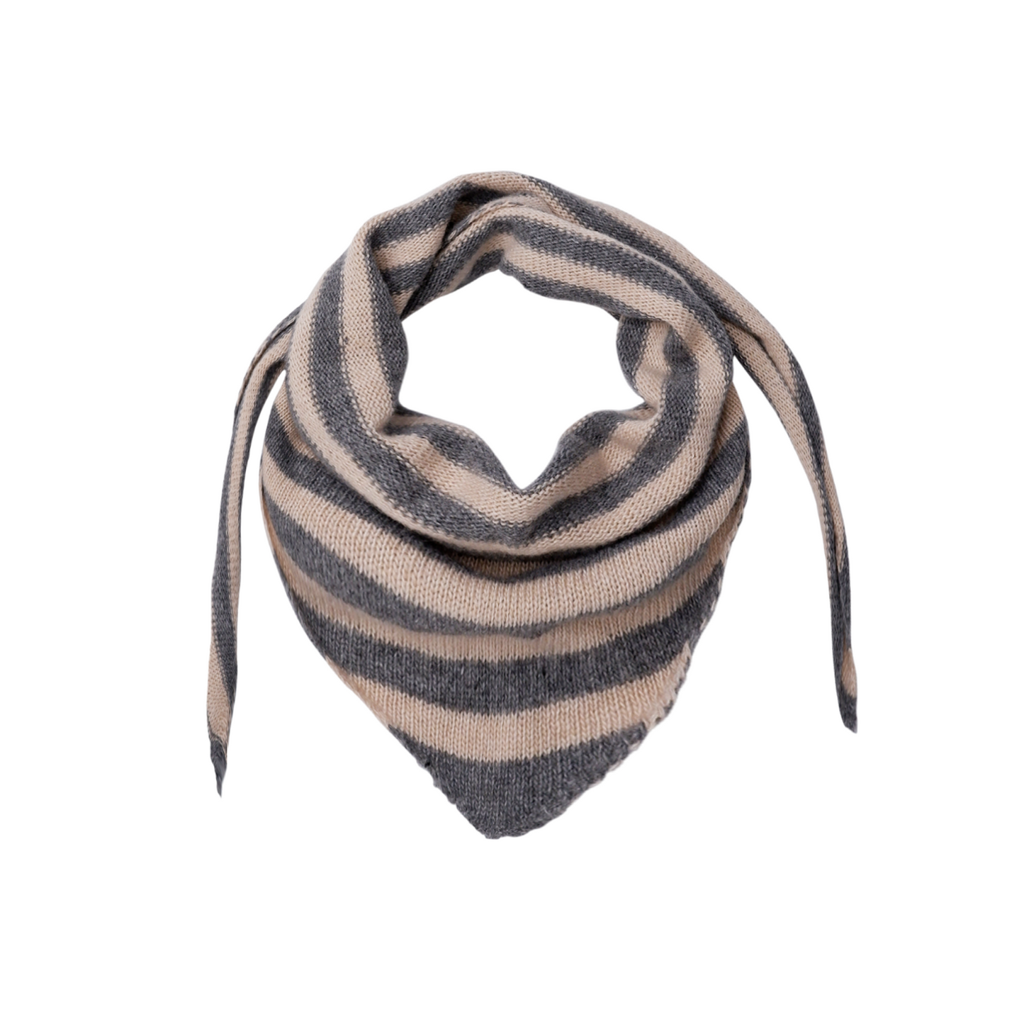 Merino Blend Triangle Scarf - Grey and Latte Stripes
