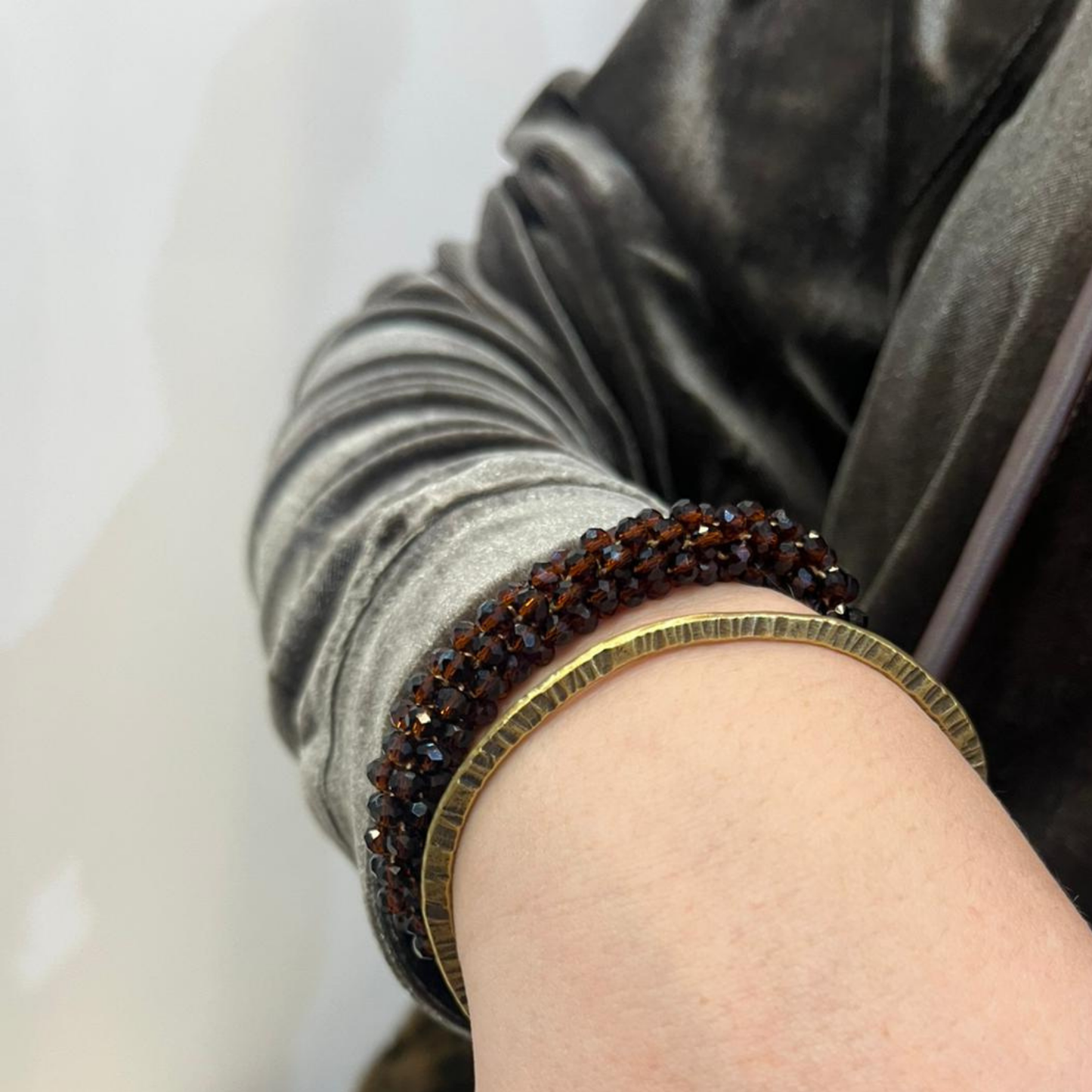 Beaded Sparkle Bracelet - Mocha