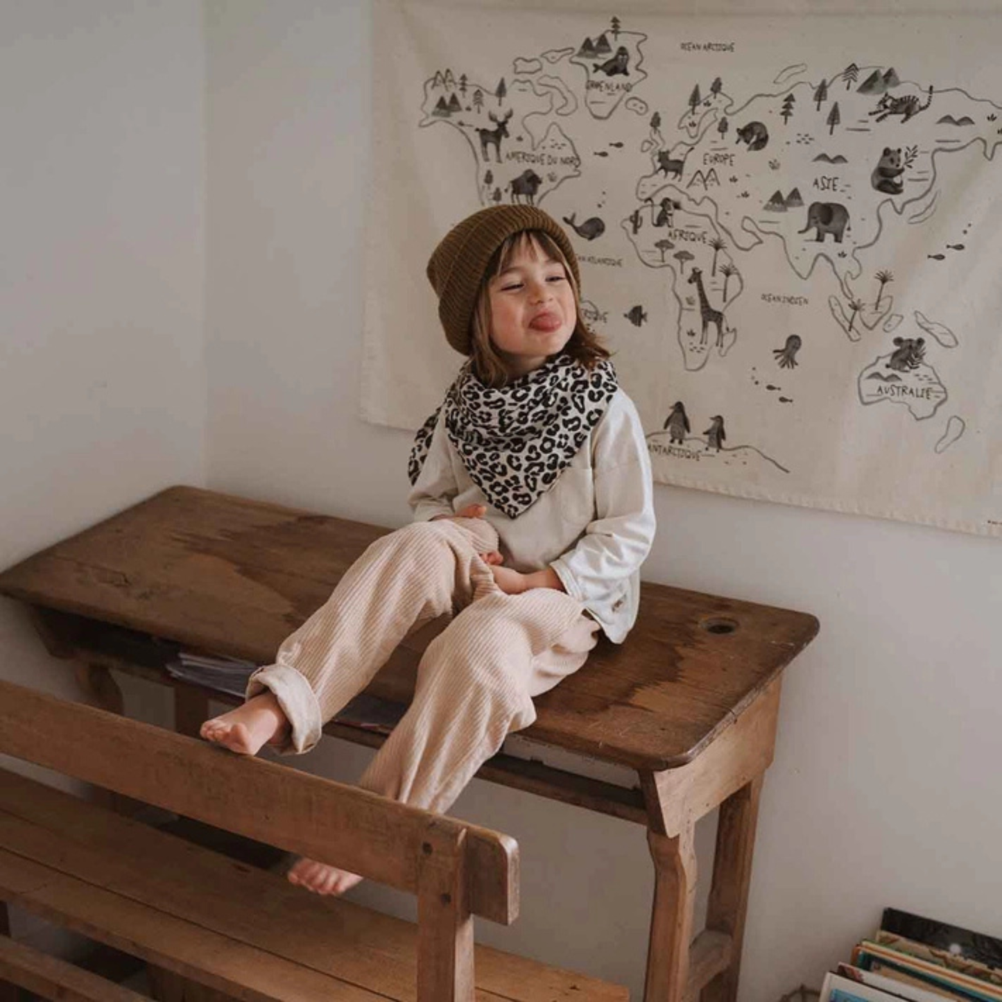 Square Scarf - Greige Leopard