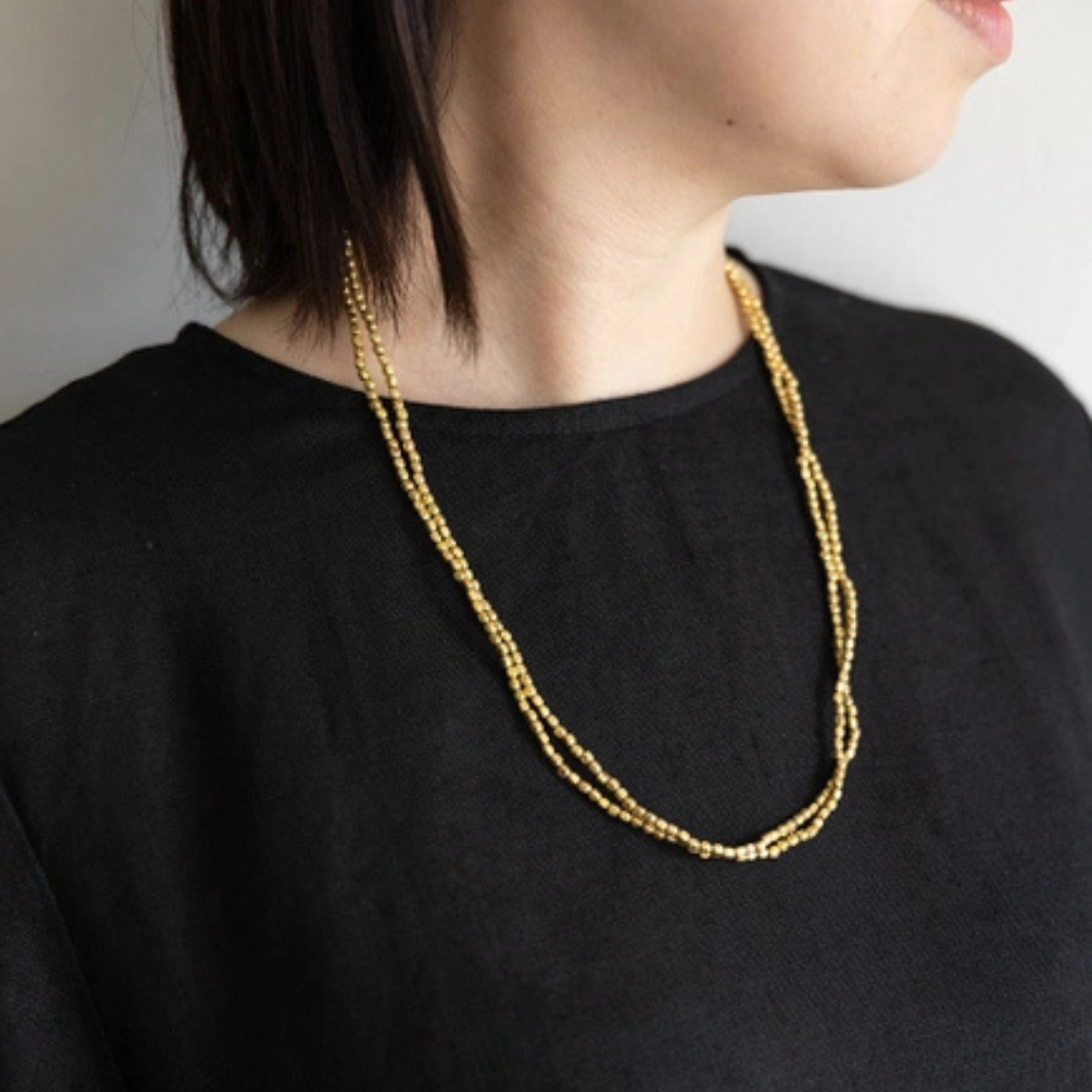 Brass Beaded Necklace - Gold