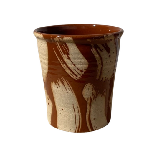 Brushstroke Ceramic Pot - Brown