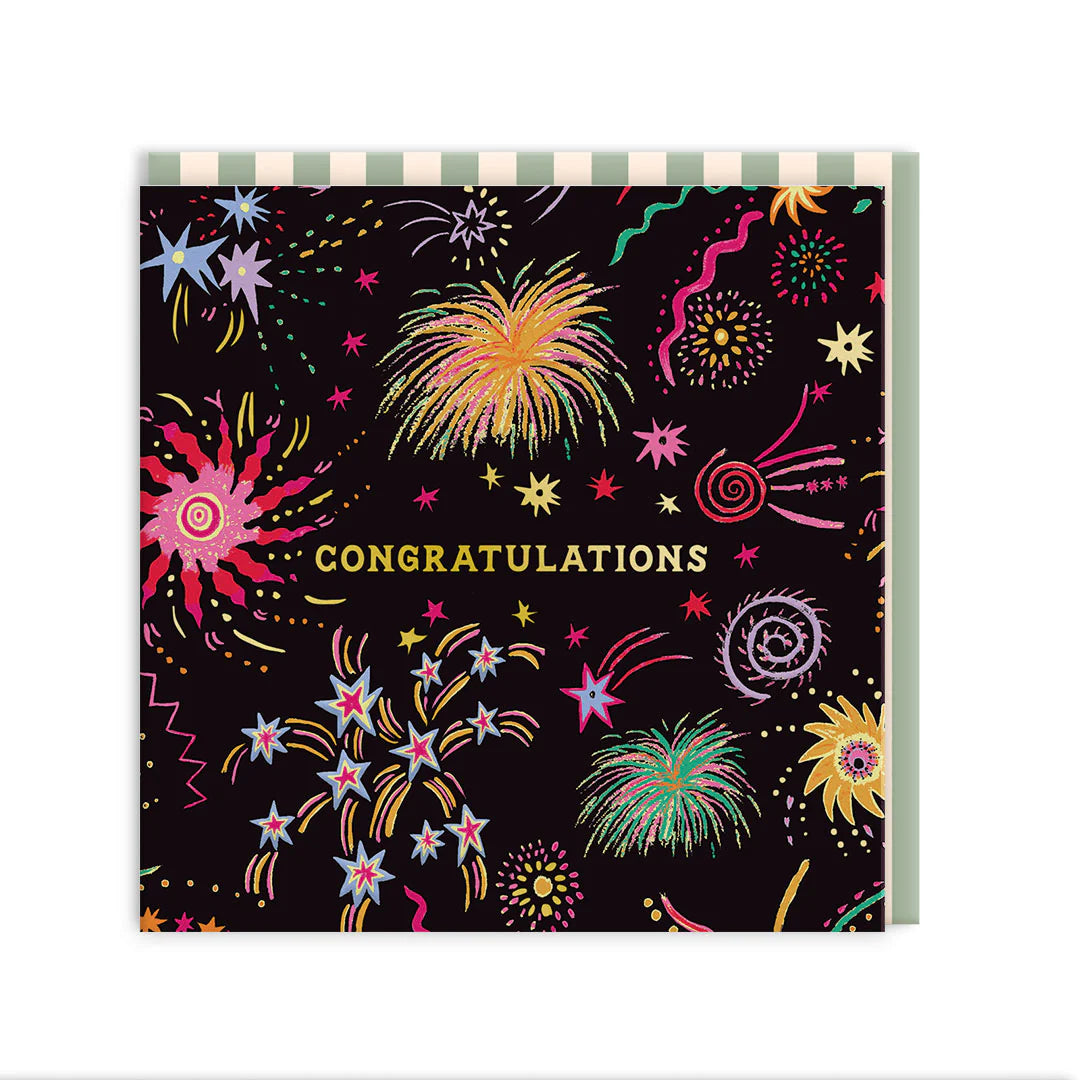 Mini Greetings Card - Congratulations Fireworks