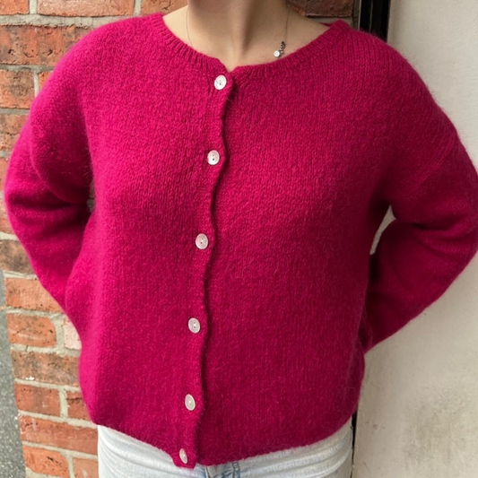 Mohair Blend Button Through Cardigan - Cerise
