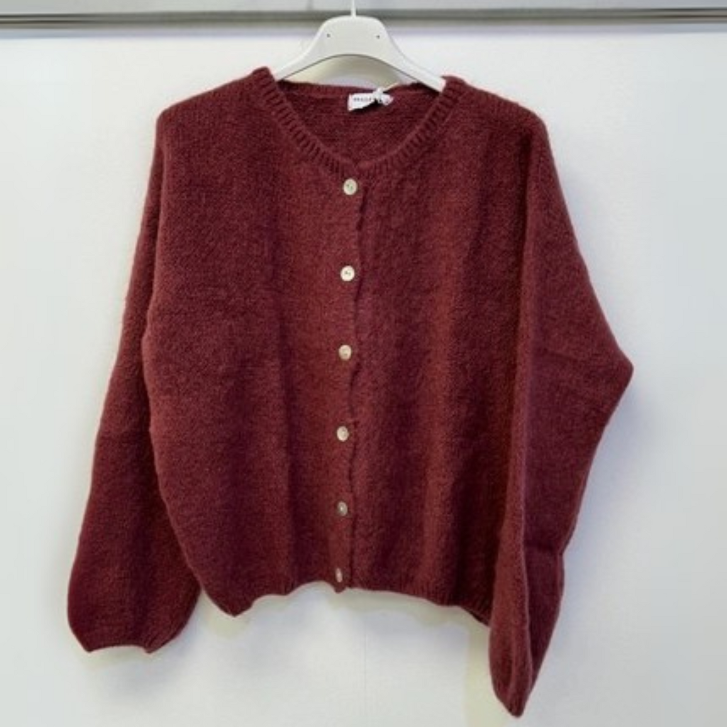Mohair Blend Button Through Cardigan - Cinnaberry