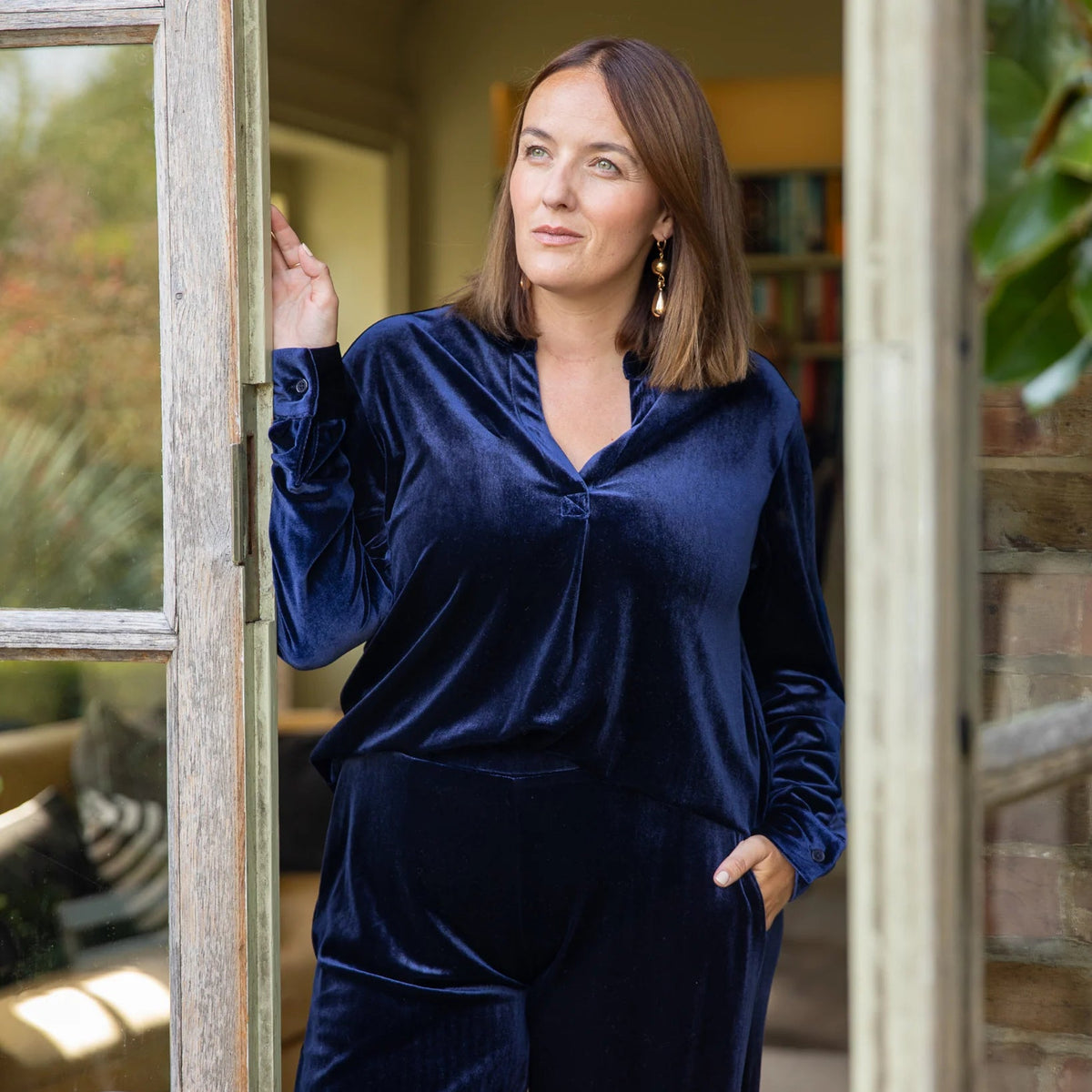 Josie Velvet Shirt - Navy