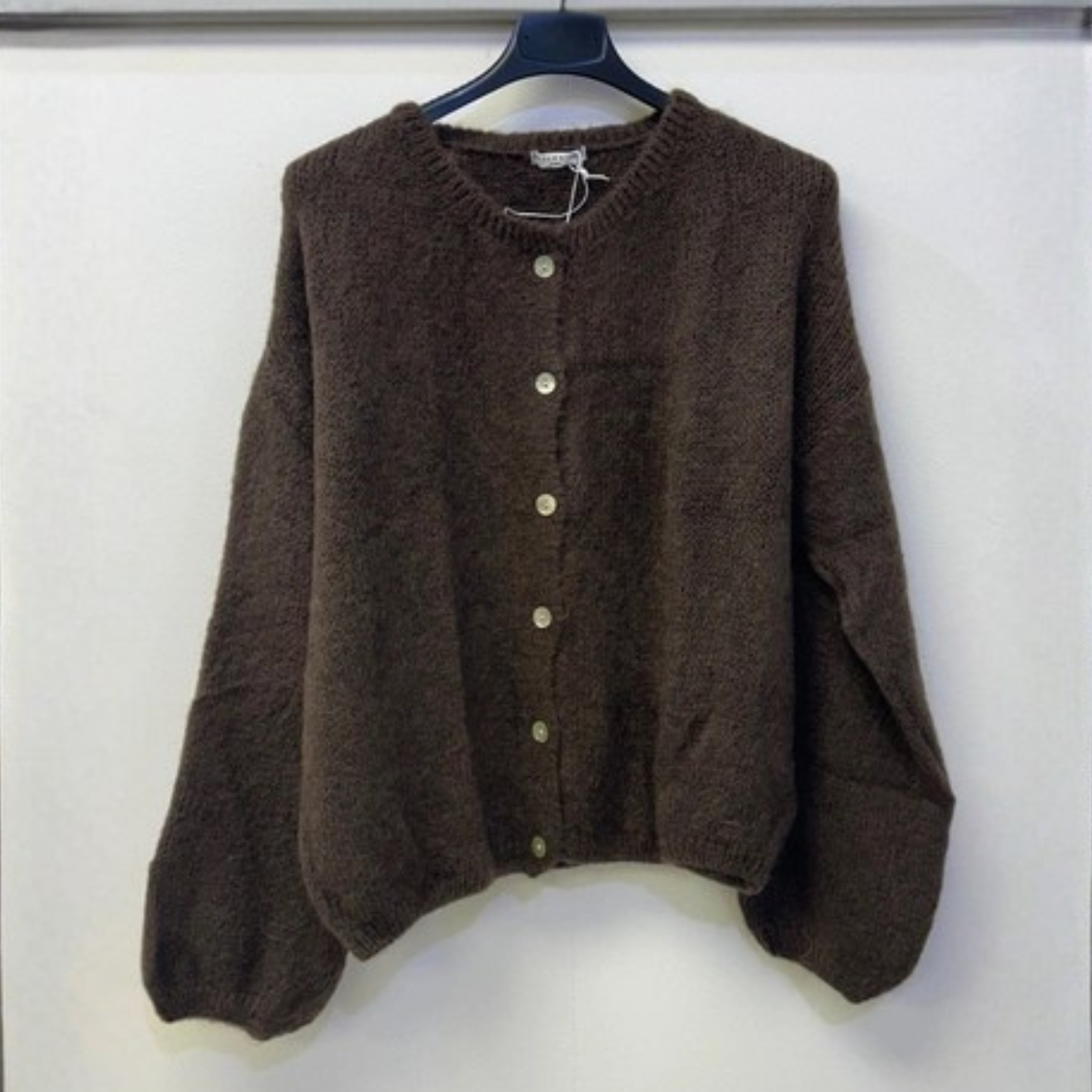 Mohair Blend Button Through Cardigan - Chocolate Brown