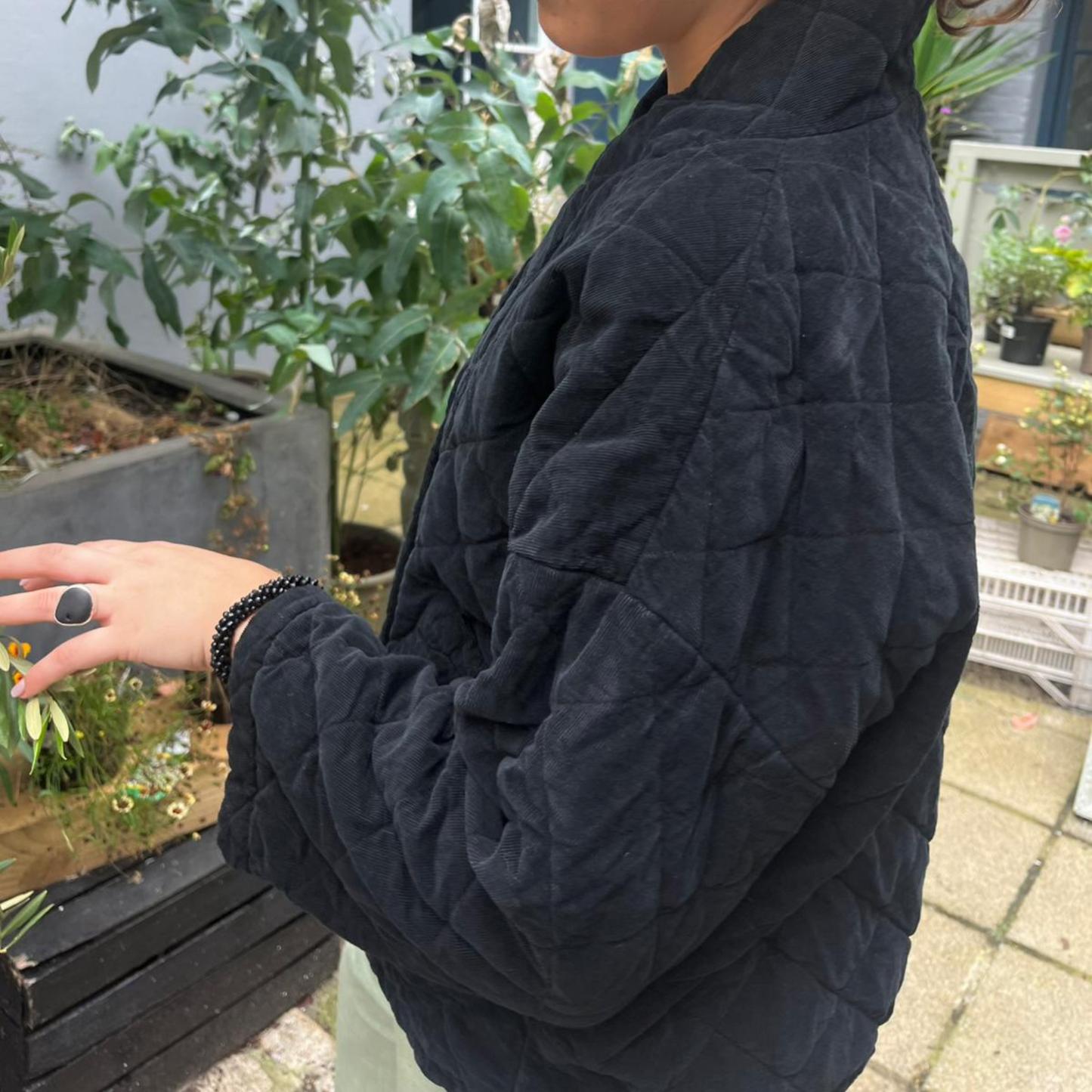Needlecord Quilted Jacket - Black