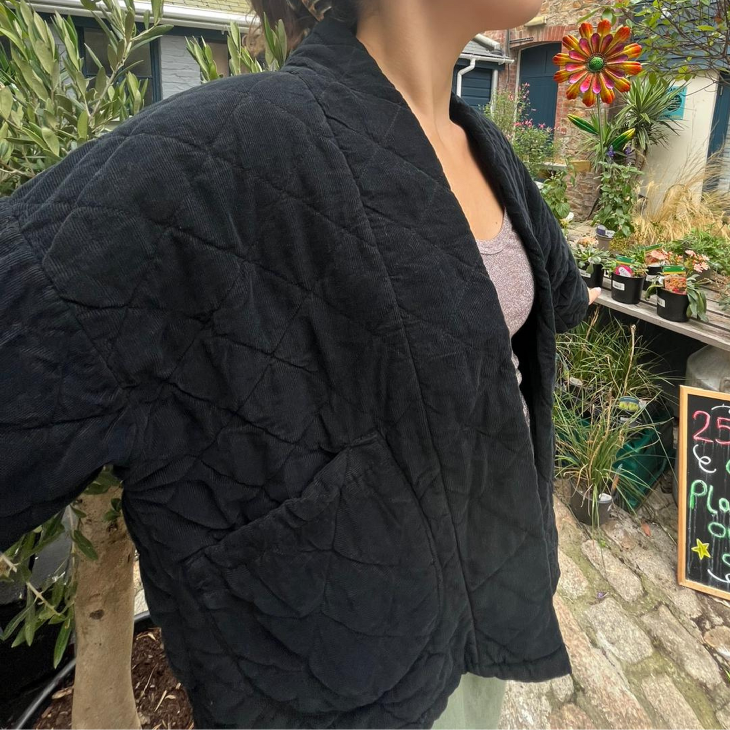 Needlecord Quilted Jacket - Black