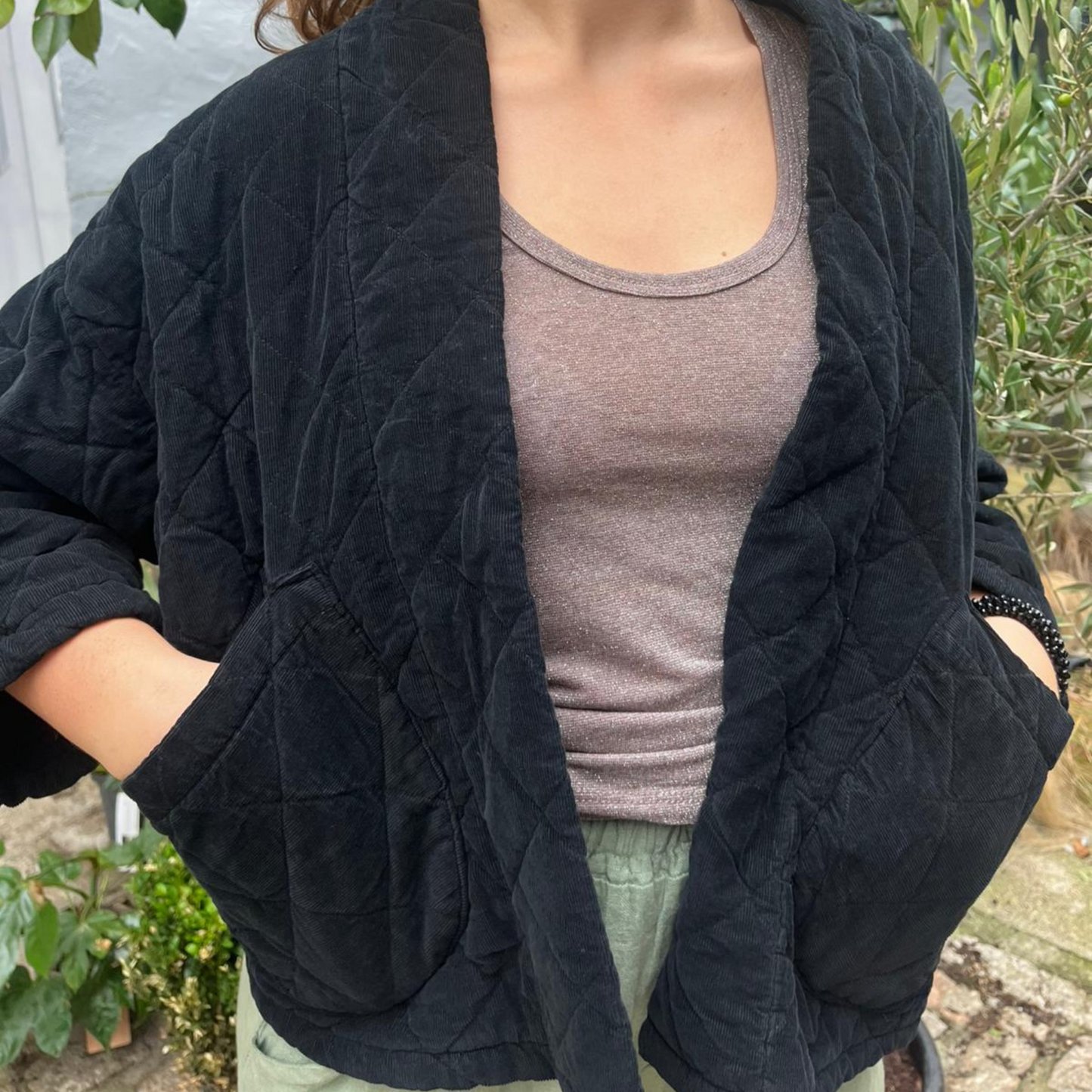Needlecord Quilted Jacket - Black